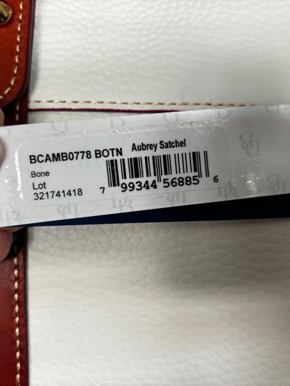 NWT Dooney & Bourke Aubrey in Bone, incl pouch, strap, registration, dust bag